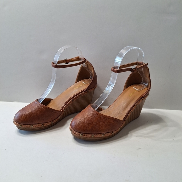 Maurices NEW Preppy Brown Vegan Leather Platform Wedge Heels Size 7.5 - Picture 4 of 15